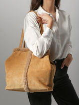 Schoudertas Cabas Leder Vanessa bruno Beige cabas 10V40873-vue-porte